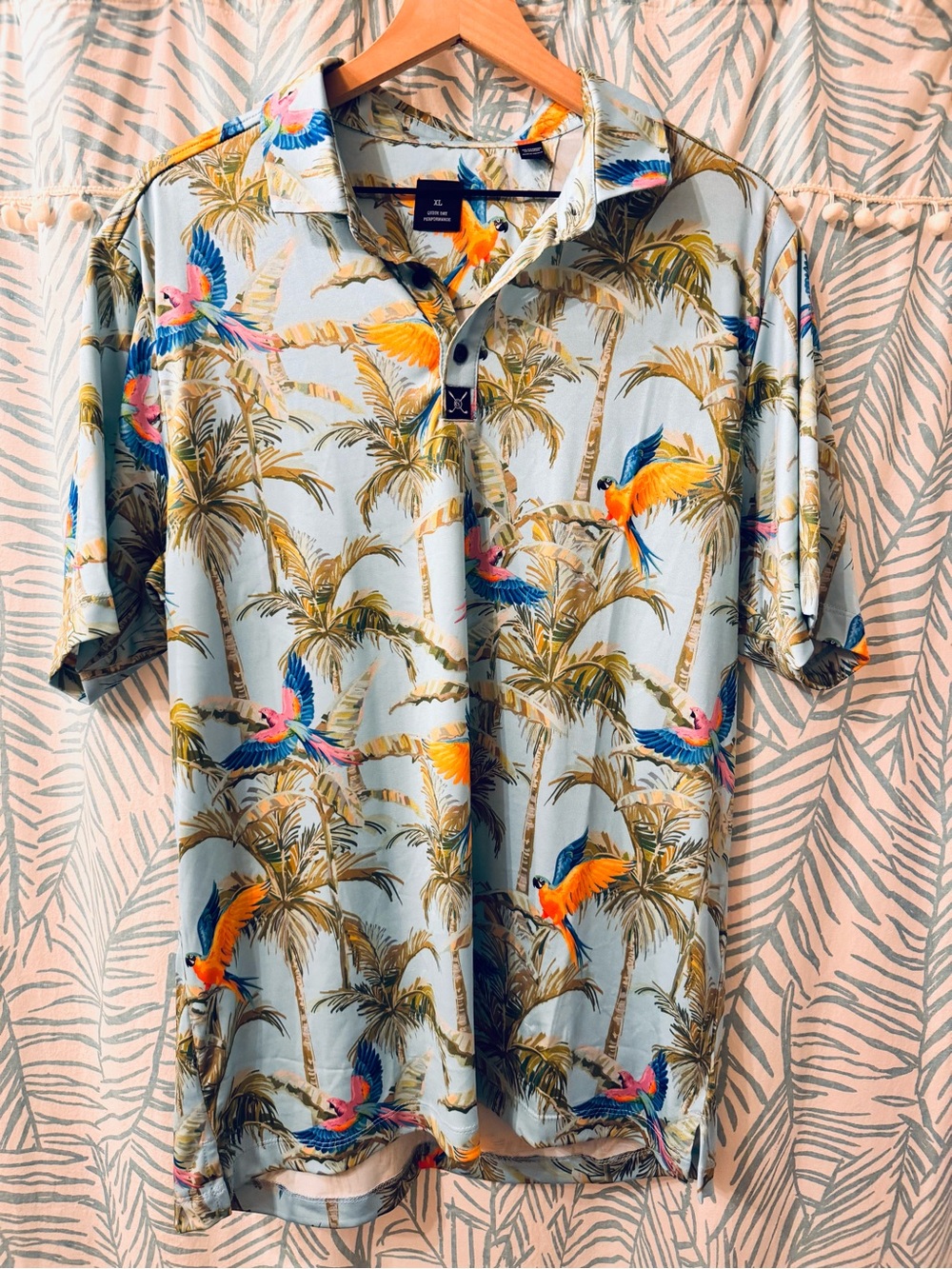 Men's Tropical Parrot Print Quick Dry Polo Shirt ⭐️3 for $20⭐️